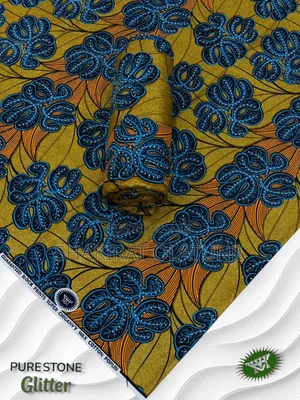 Quality Pure Stone Glitter Ankara #35000/6yards