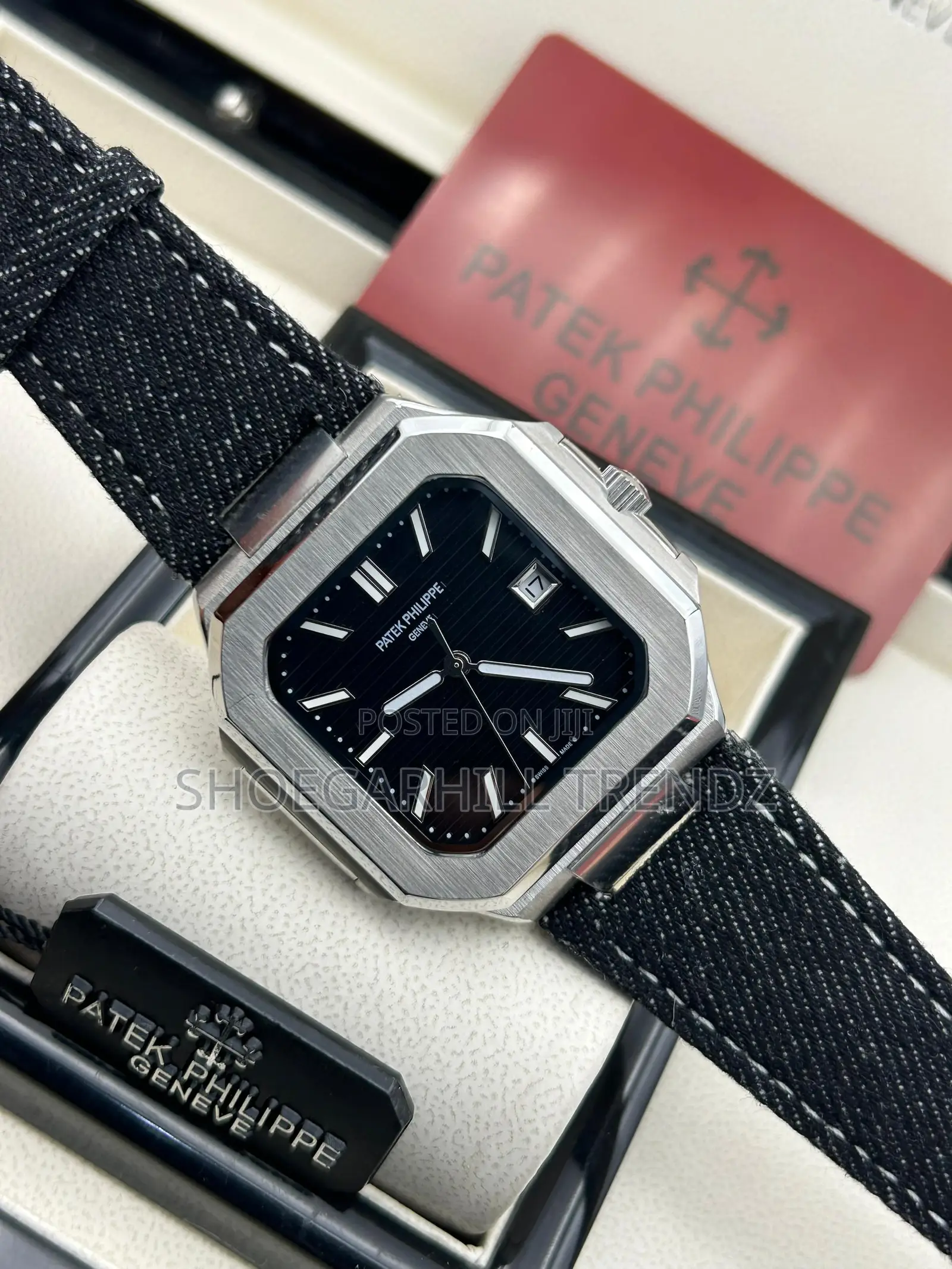 Patek Philippe Wristwatch in Denim and Leather Straps