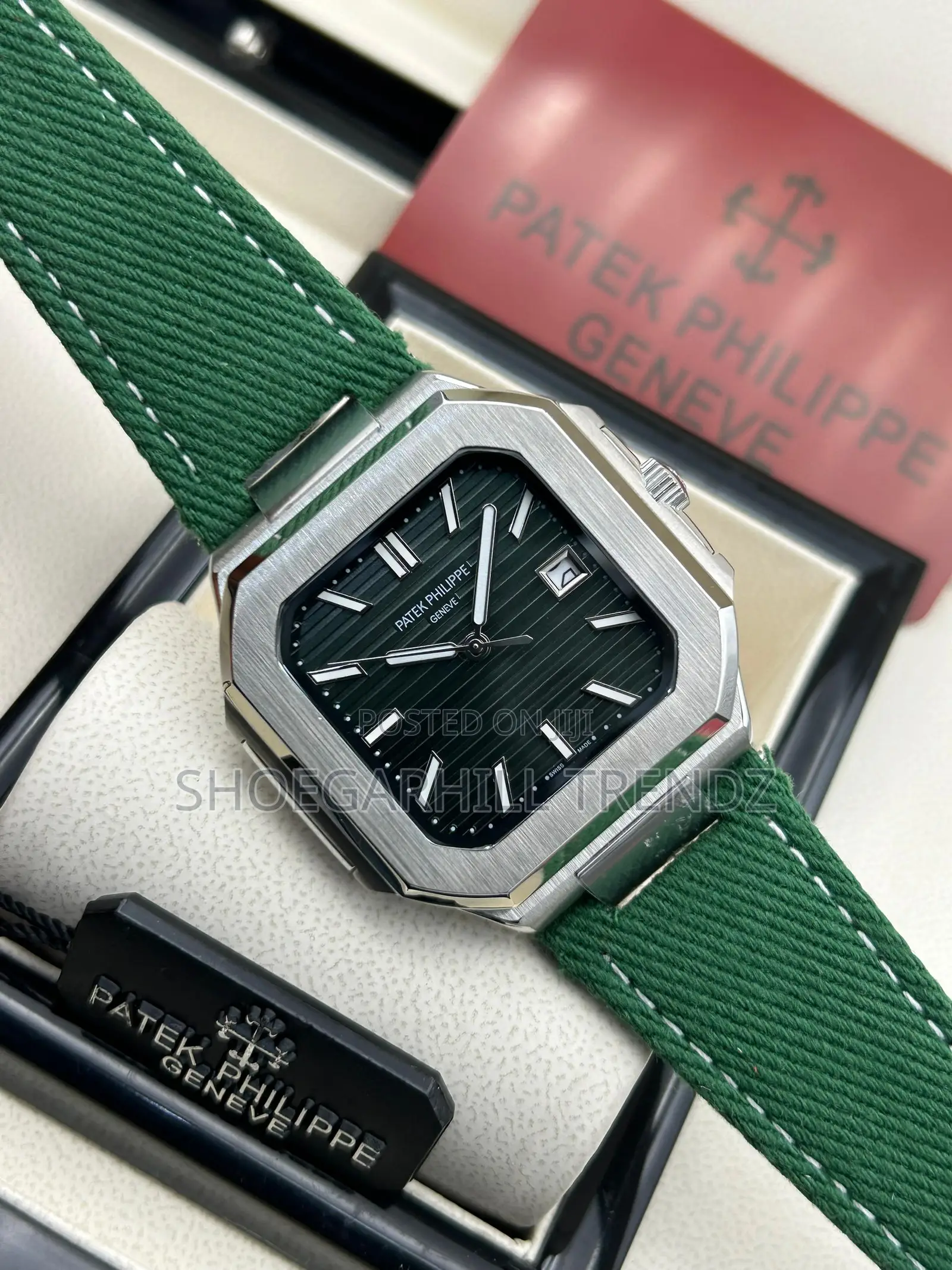 Patek Philippe Wristwatch in Denim and Leather Straps