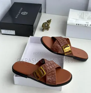 Philip Plein Leather Slippers for Men's