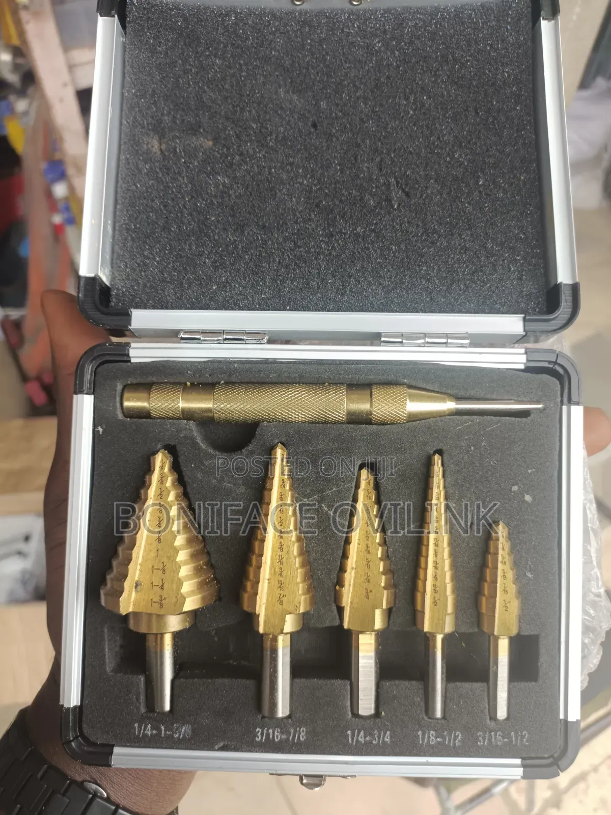 Step Drill Bit Inches Set Automatic Center Punch/HSS Titanium Coated