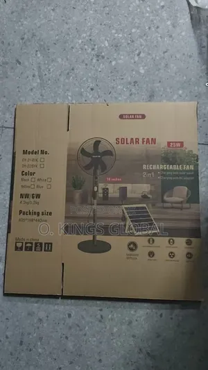 16 Inches Solar Powered Standing Fan, With Solar Panel and Ac Adapter.