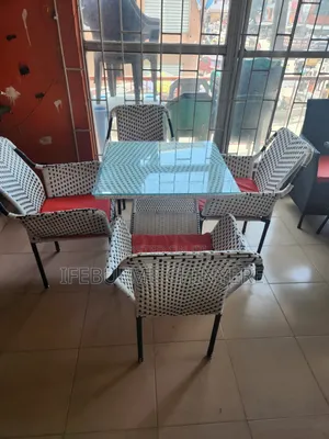 Bistro Black and White With Red Cushion