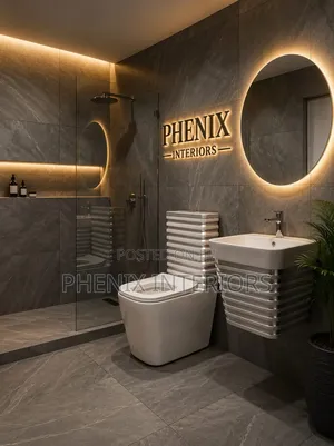 Modern Toilet Water Closet With Stripe Wall Hung Basin