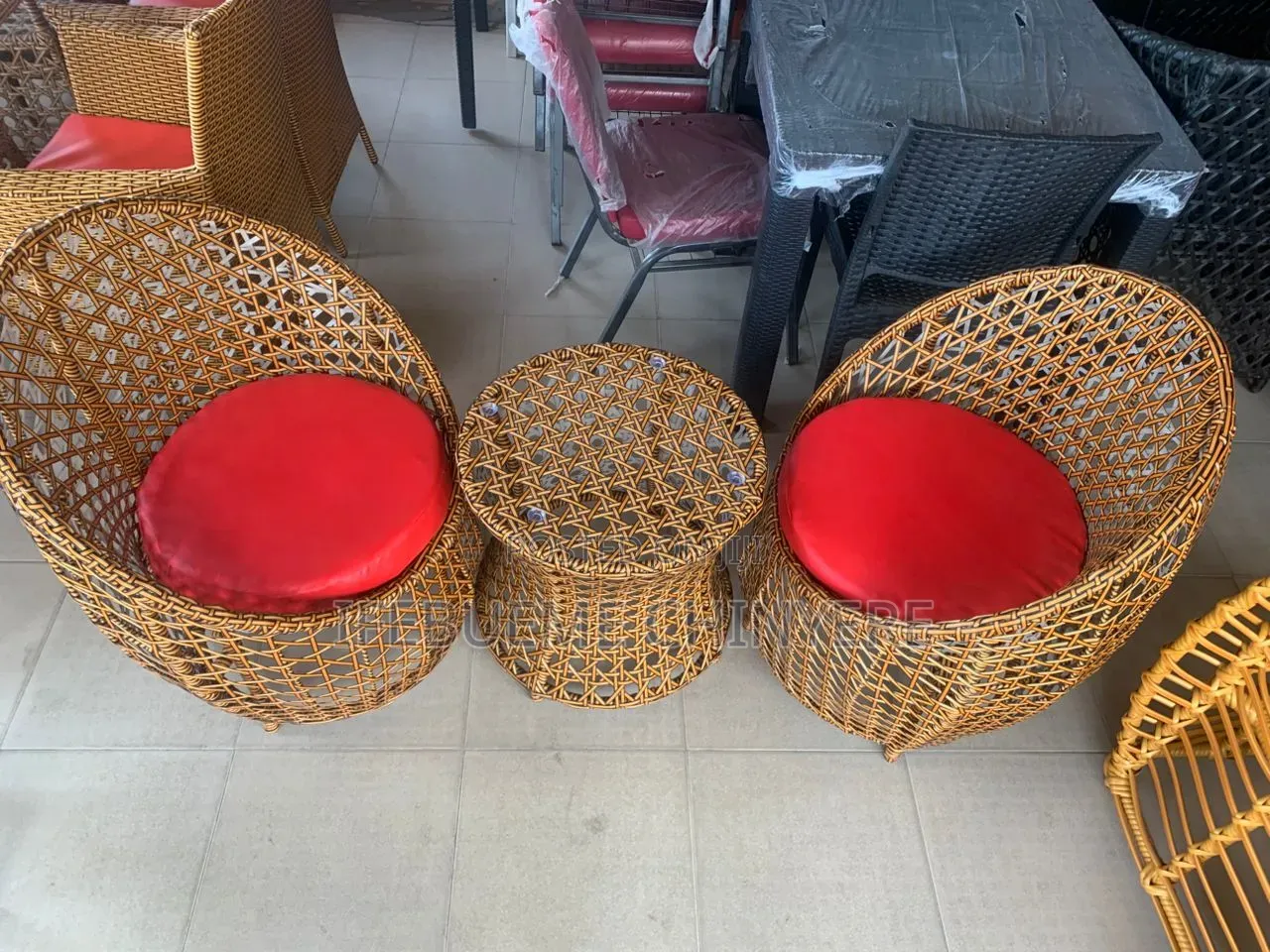 Coconut Canash Design With Red Cushion