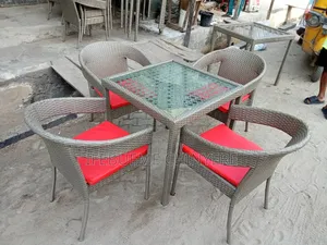 C Chair Design Gray With Rattan Table