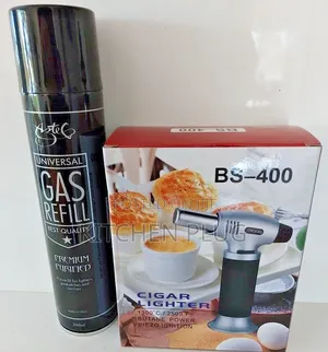 Butane-Powered Cigar Lighter and Kitchen Torch With Refill Gas