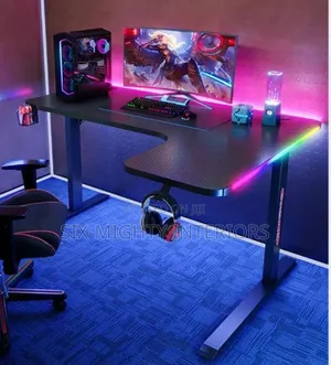 Non-Adjustable Desk With Led Lights 1.4meter
