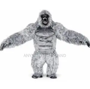 Grey Inflatable Gorilla Costume Roar King Kong With Battery Included