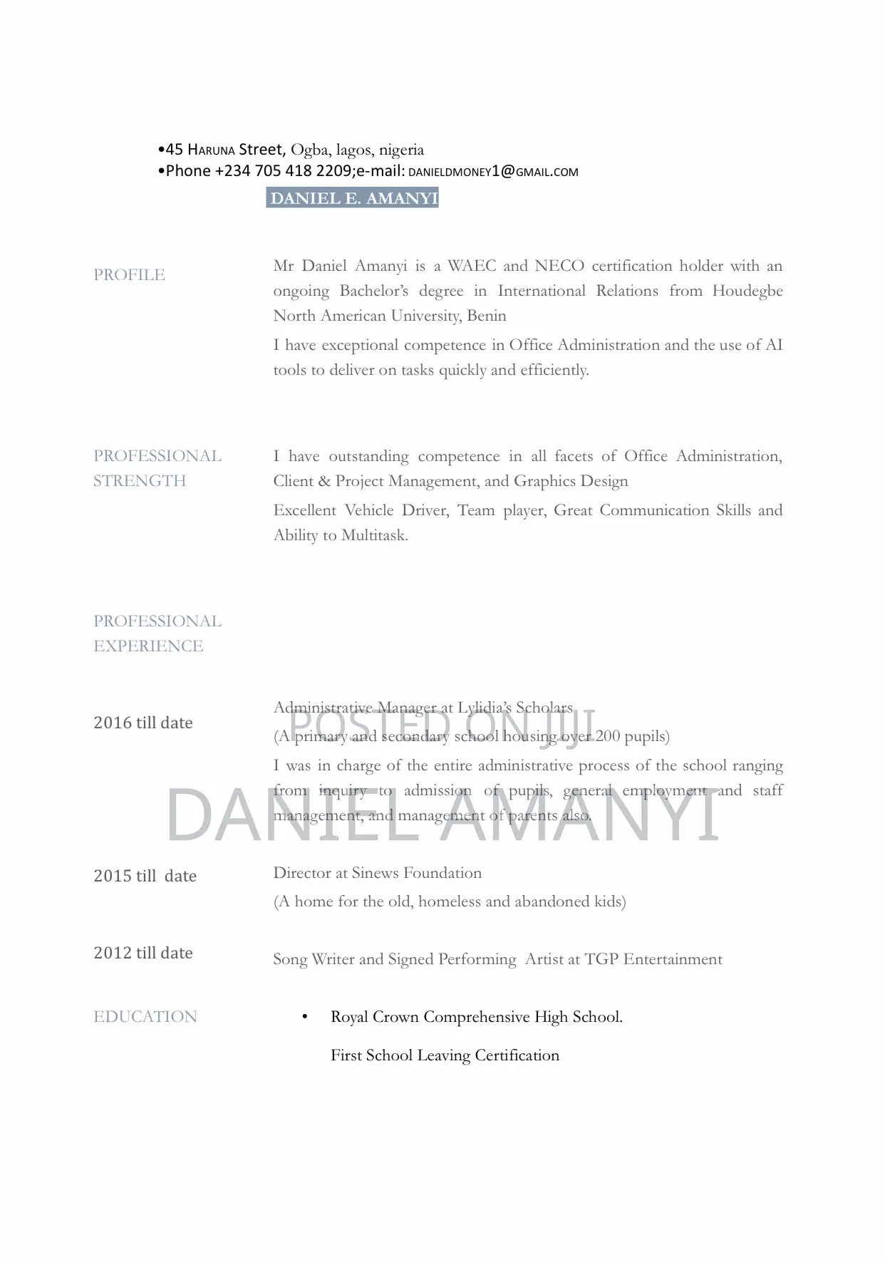 Driving Work Cv