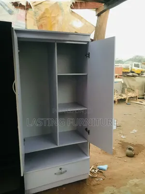 Two Door Wardrobe Hanger Rail ,Shelf and One Drawer