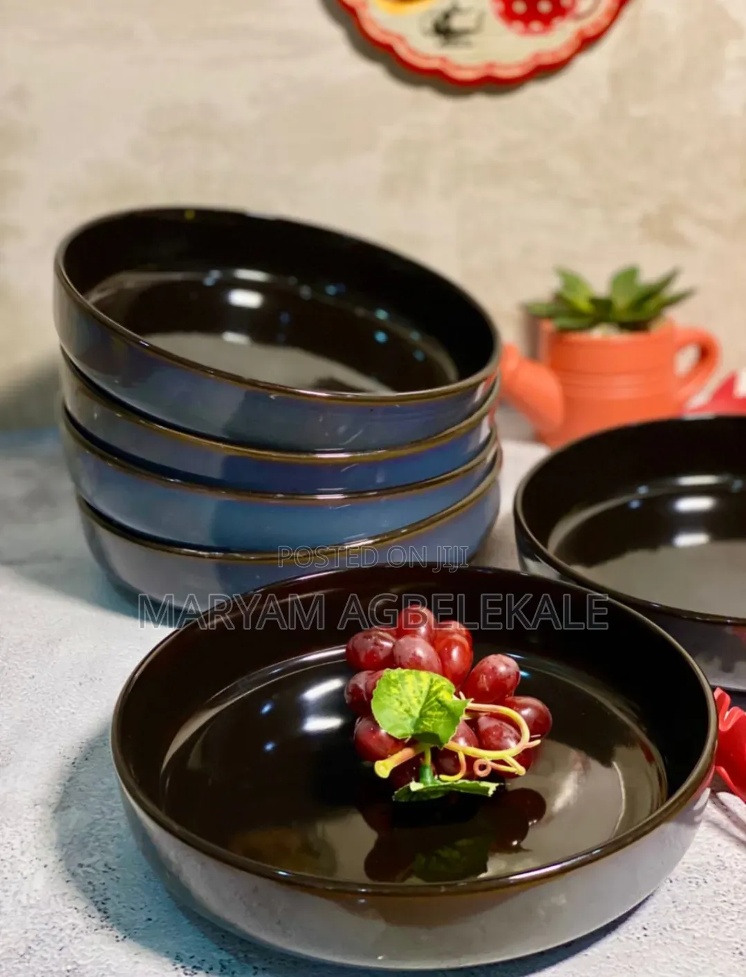 Grey and Chocolate Deep Plate