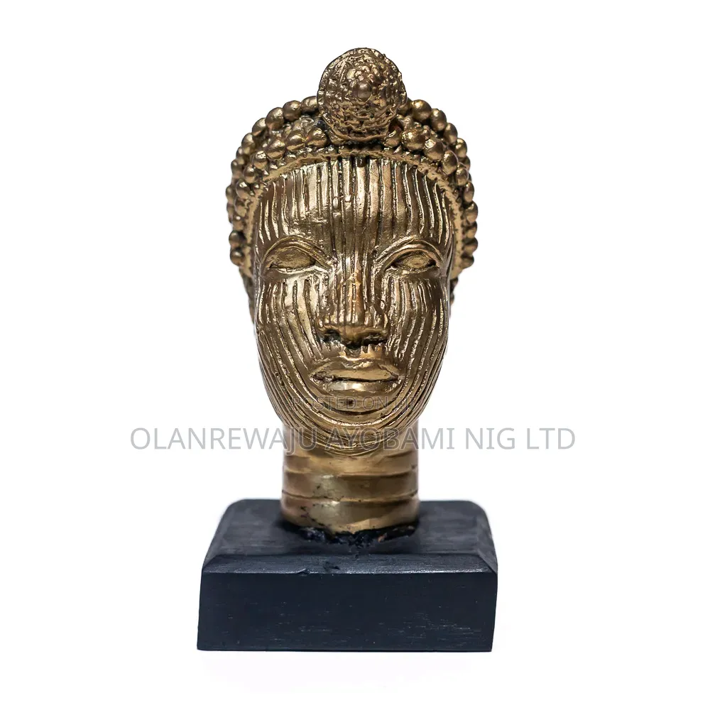 Mini Bronze Olokun Head Stand