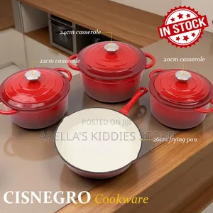 Cisnegro Red Enamel Cast Iron 7-Piece Cookware Set
