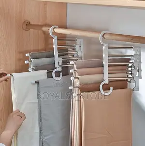 5 in 1 Multi Layered Pants Rack for Trousers Scarf and Travel Storage