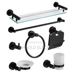 7-Piece Matte Black Bathroom Hardware Set