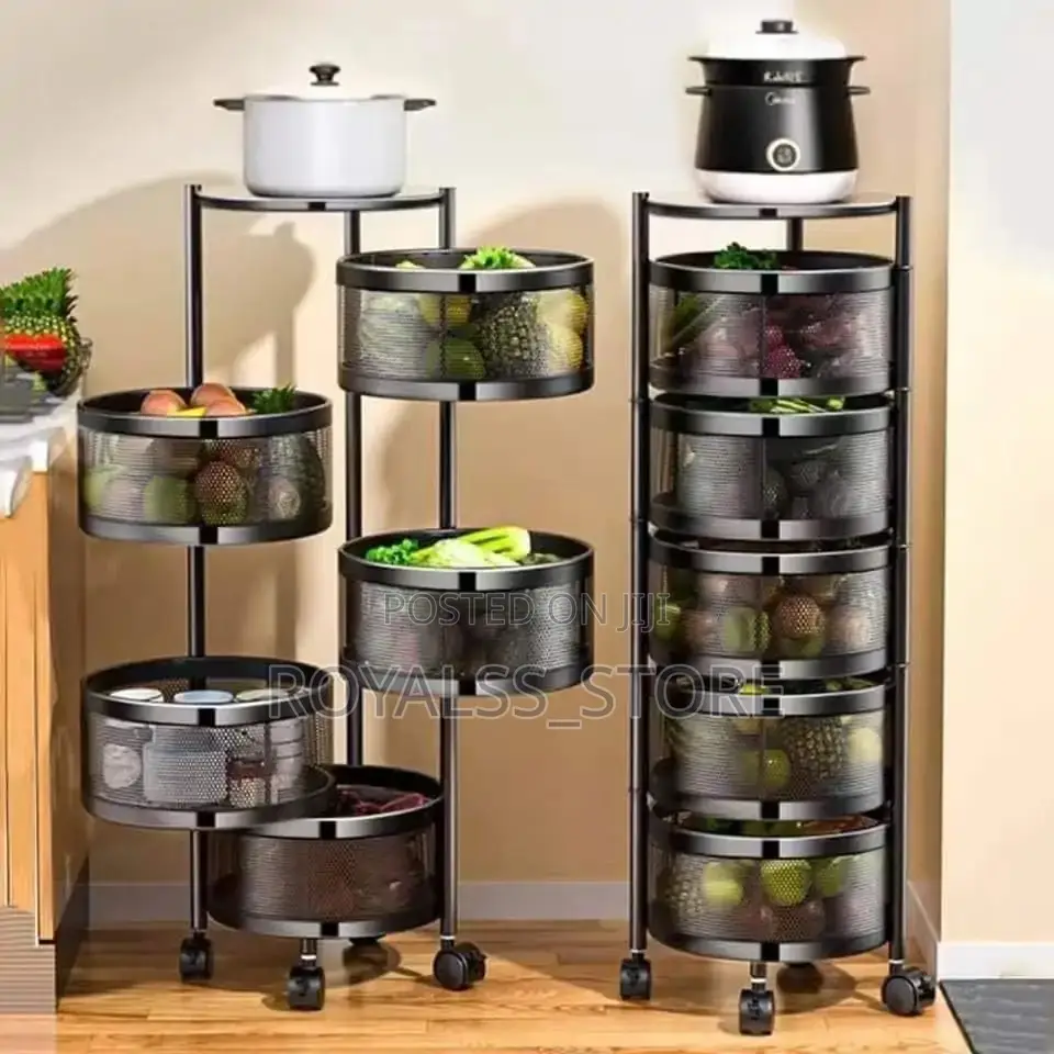 5-Tier Rotating Kitchen Storage Rack Kitchen Trolley