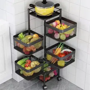 5-Tier Rotating Kitchen Storage Rack Kitchen Trolley