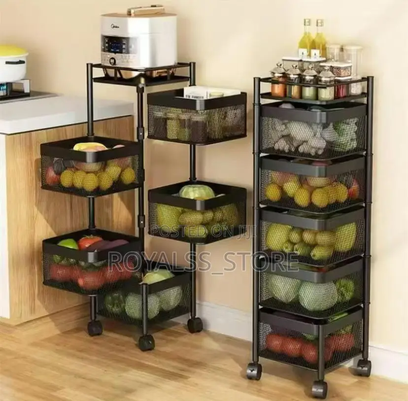 5-Tier Rotating Kitchen Storage Rack Kitchen Trolley