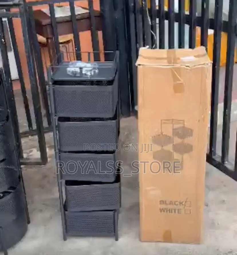 5-Tier Rotating Kitchen Storage Rack Kitchen Trolley