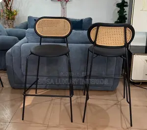 Premium Woven Rattan Back Bar Stools