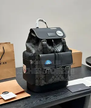 Premium Leather Black Coach Back Packs for High Value Men