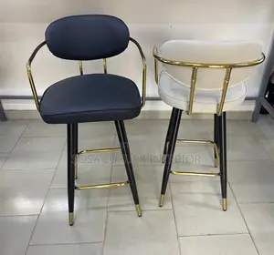 Modern Gold Trim Upholstered Bar Stools