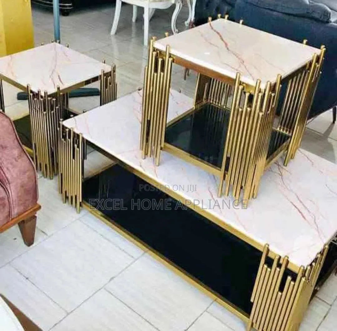 Luxury Marble Top Center With 2 Side Stools