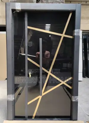 Special Luxury Entrance Door Black and Gold Design