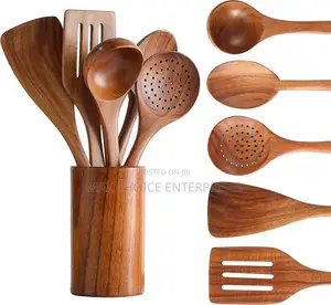Natural Teak Wooden Spoon Set 6pcs for Homes, Hotels, and Restaurants