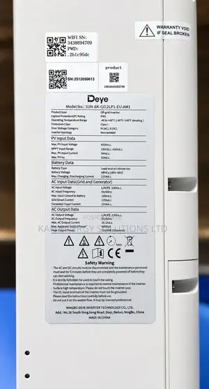 Deye Hybrid Solar Inverter – 6kva Capacity