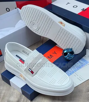 White Tommy Hilfiger Perforated Slip-on Loafers Size 40-46