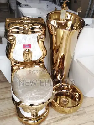 Special Gold Toilet With Standing Wash Hand Basin