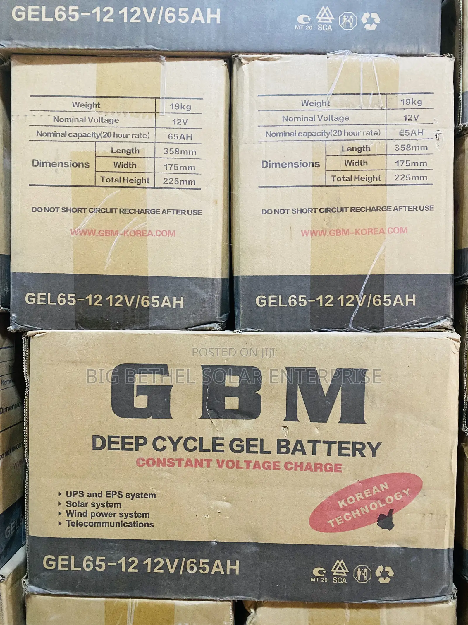 65ah 12 GBM Solar Gel Battery