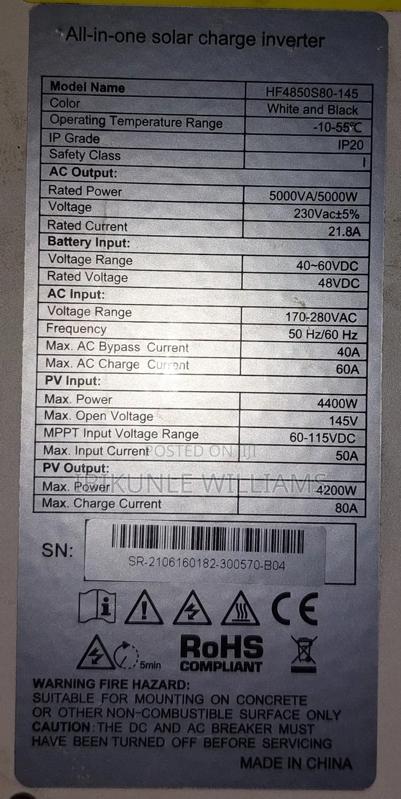 Srne Solar Charger Inverter