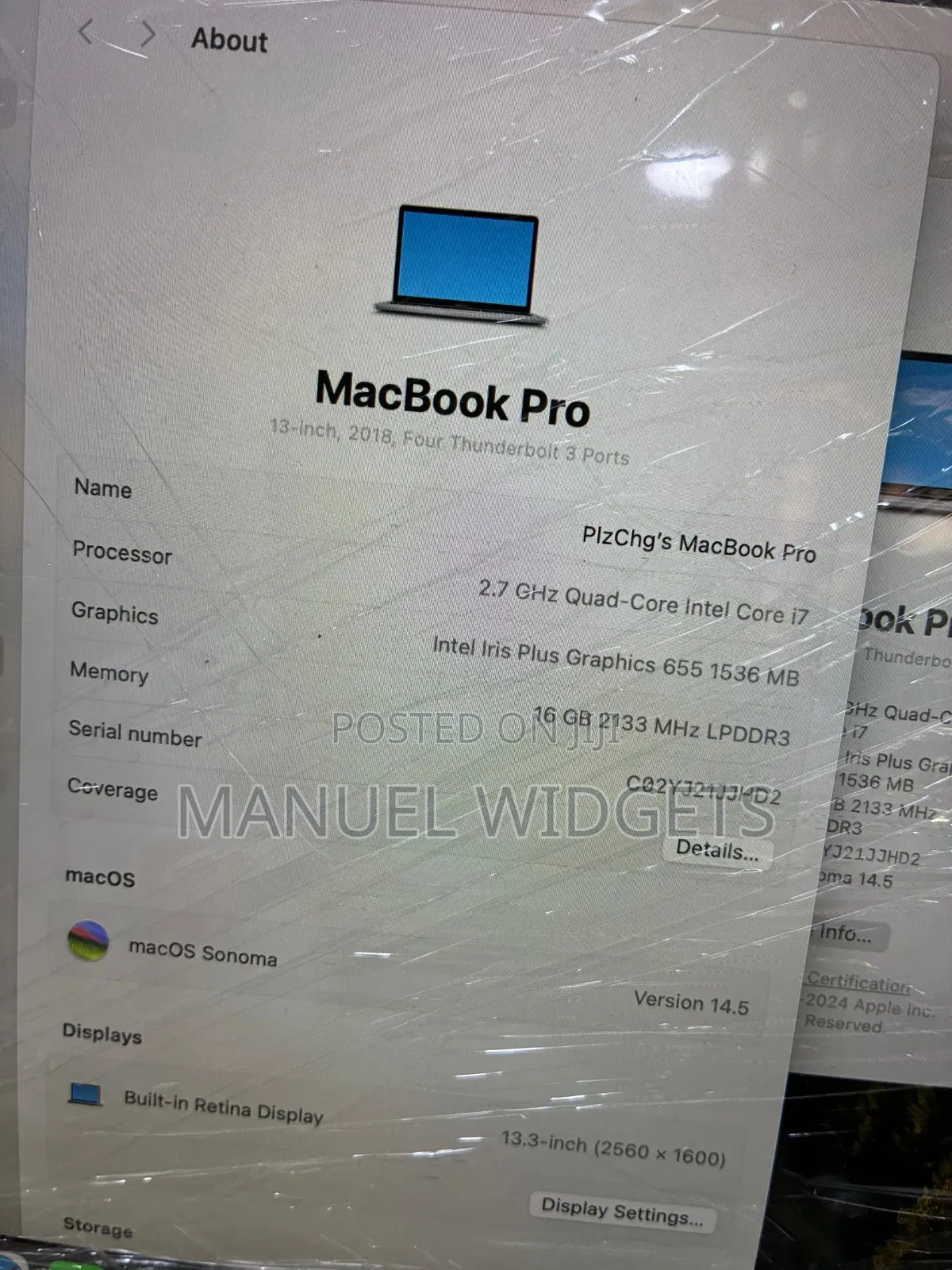 Laptop Apple MacBook Pro 16GB Intel Core i7 SSD 1T