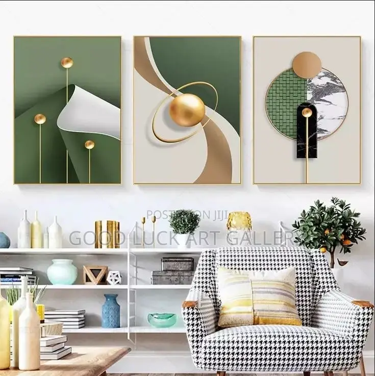 Abstract Modern Green Geometric Canvas