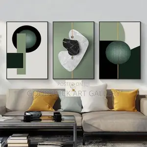 Abstract Modern Green Geometric Canvas