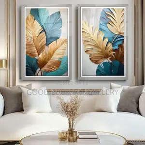 Art Street Blue Canvas Feather and Butterfly
