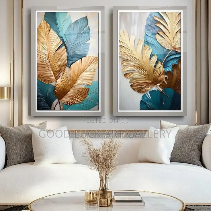 Art Street Blue Canvas Feather and Butterfly