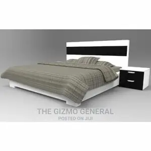 6 X 6 Feet Bedframe - White And Black With 2 Bed Side