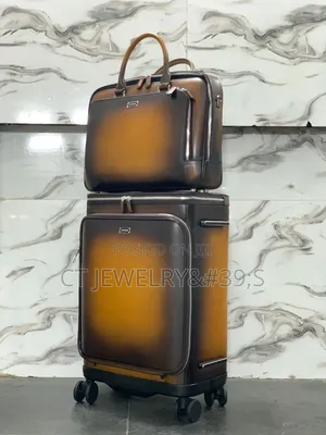 Mont Blanc Executive Gradient Brown Leather Luggage Trolley Laptop Bag