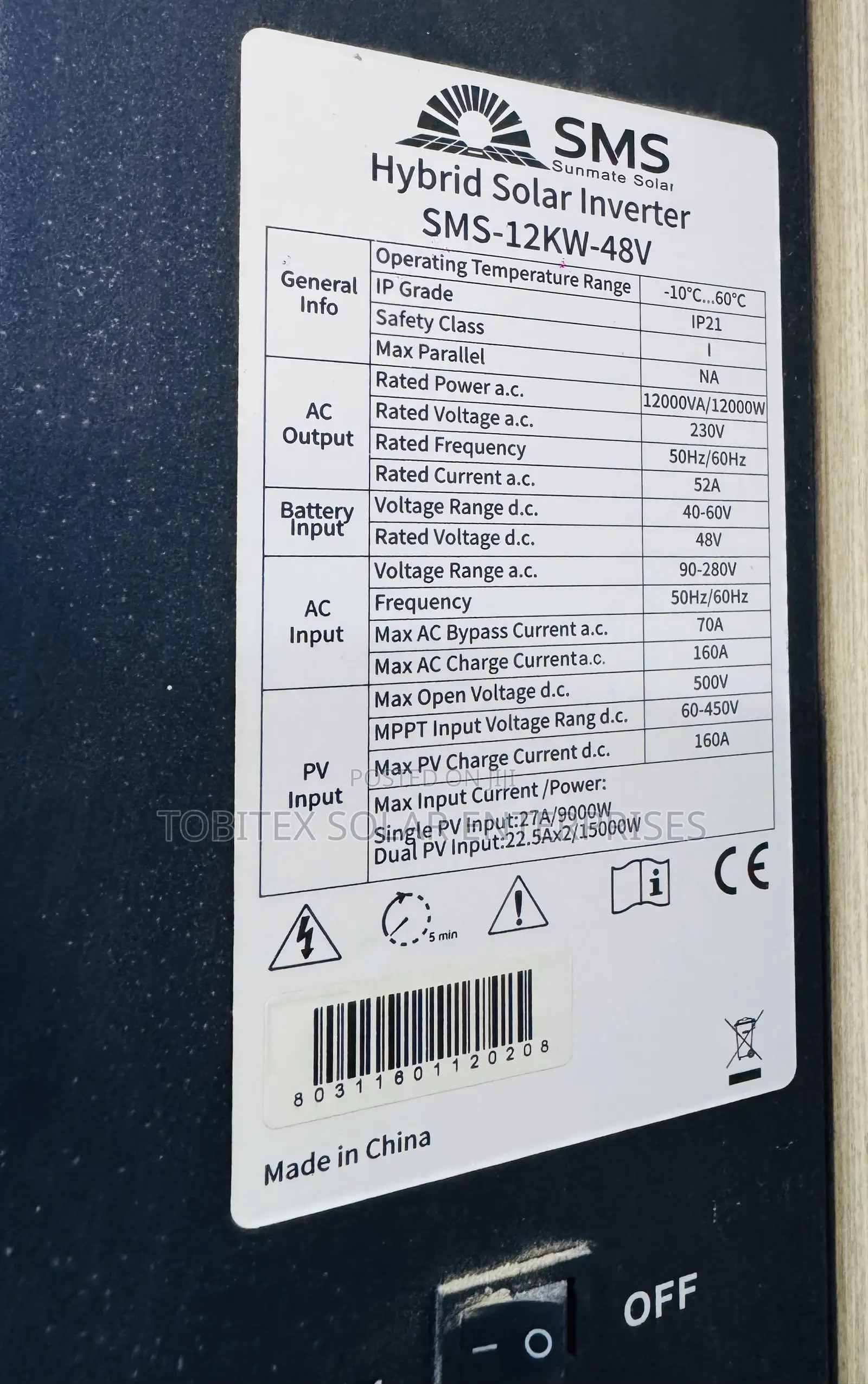 SMS 12kva Hybrid Solar Power Inverter
