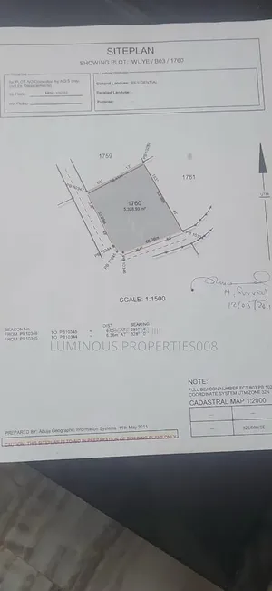 5325sqm Plot of Land Wuye Cofo
