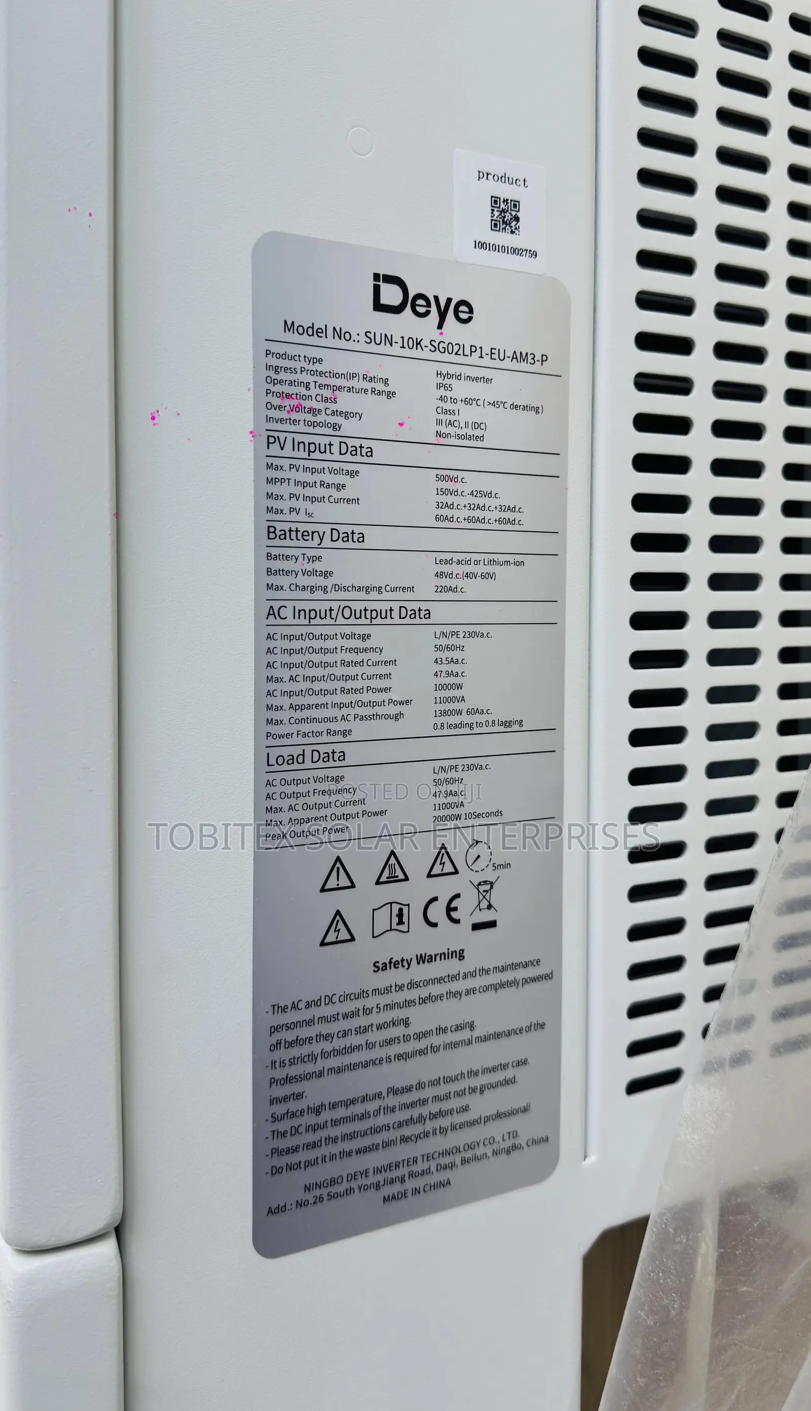 10kva Deye Hybrid Inverter 48v