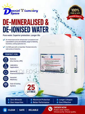 25 LTRS Distilled/Demineralized/Deionized Water