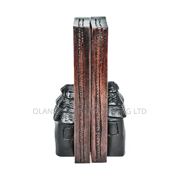 Wooden Hut Carved Bookends
