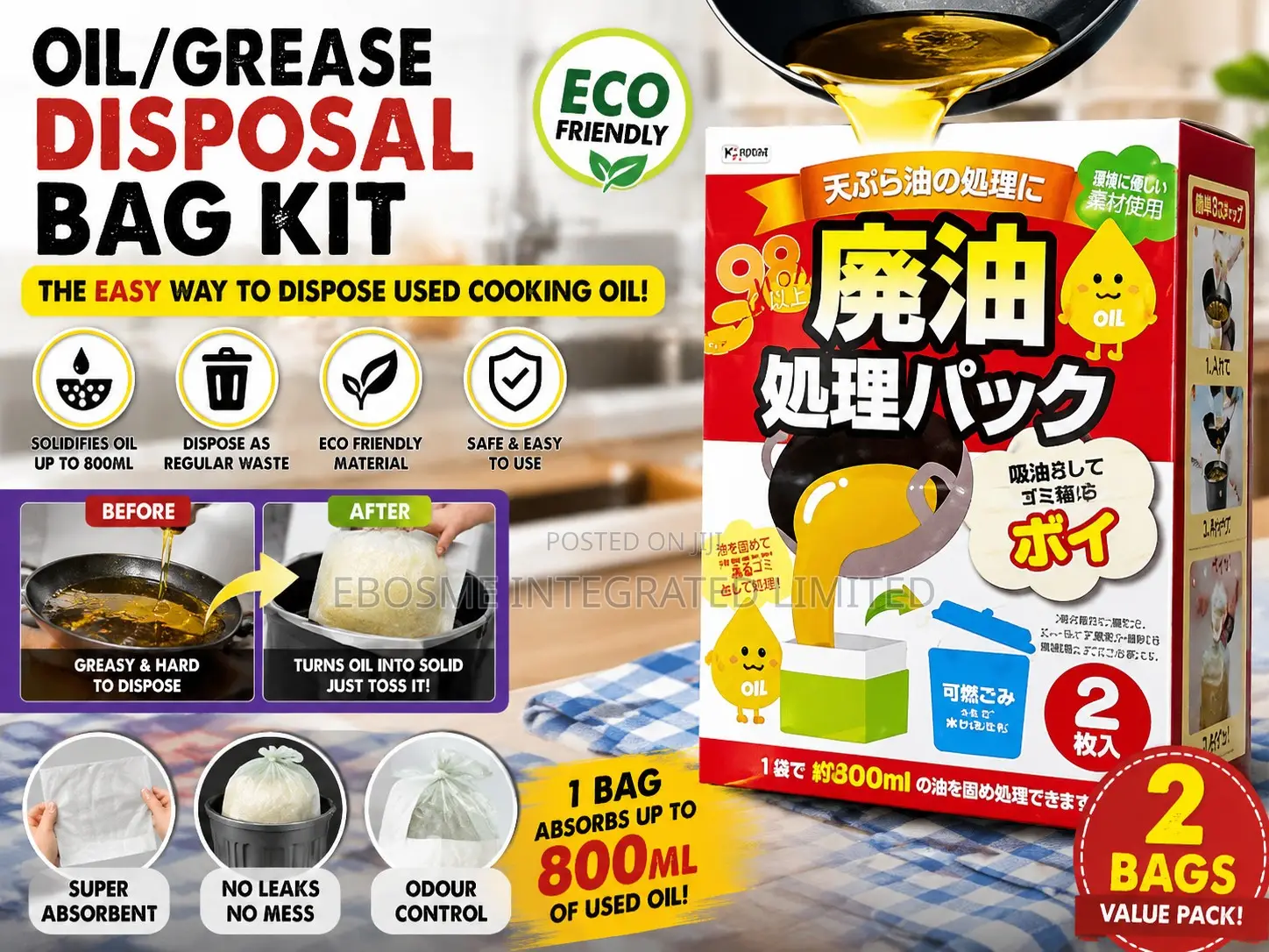 Oil/Grease Disposable Bag Kit