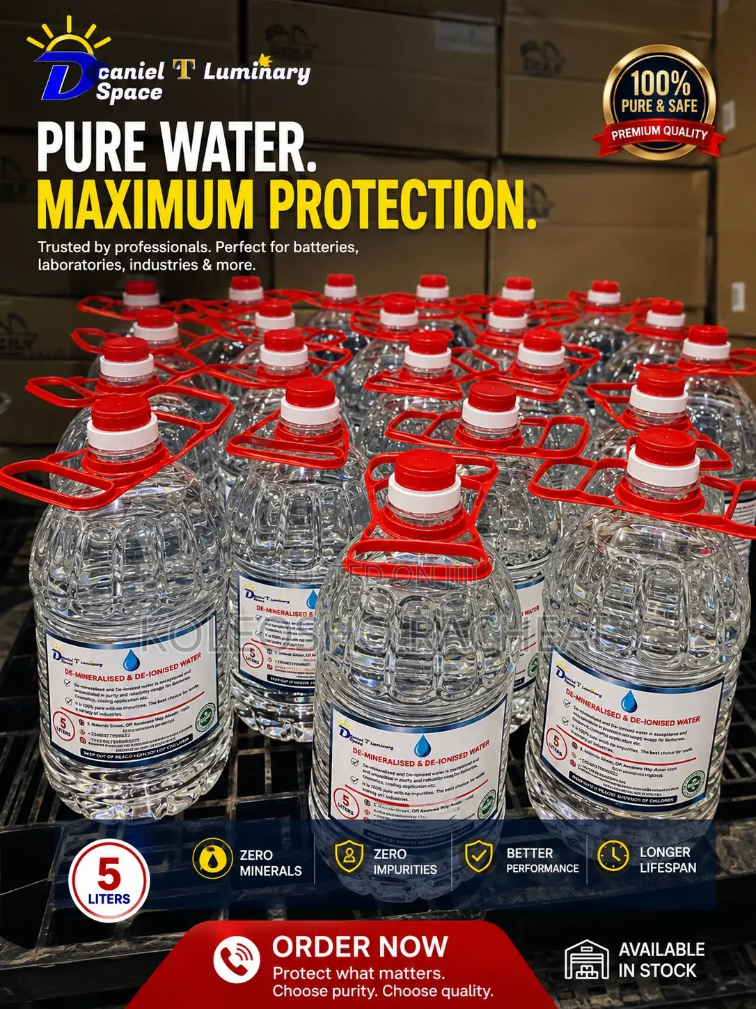 5 LTRS Distilled/Demineralized/Deionized Water