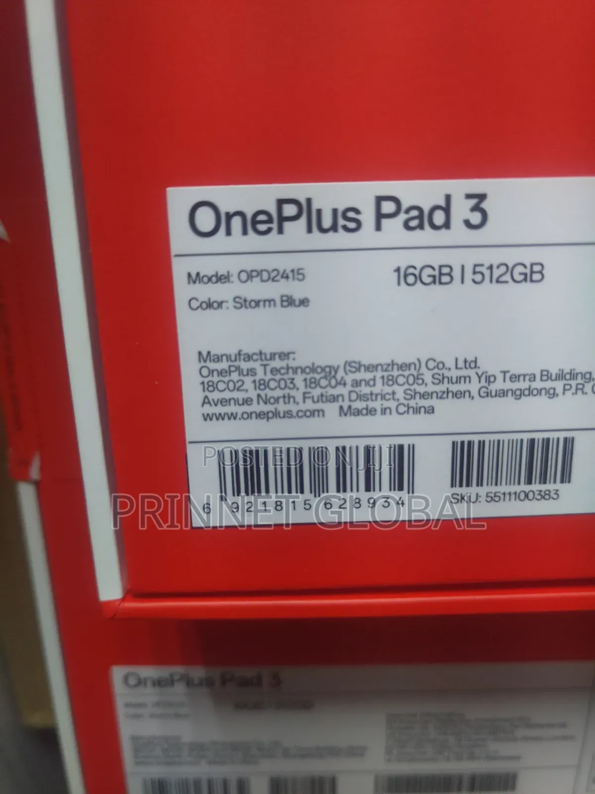 New OnePlus Pad 3 512 GB Blue
